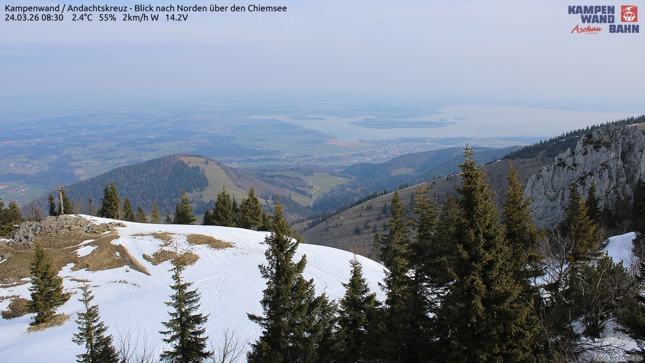Archiv Foto Webcam Kampenwand - Blick nach Norden über den Chiemsee