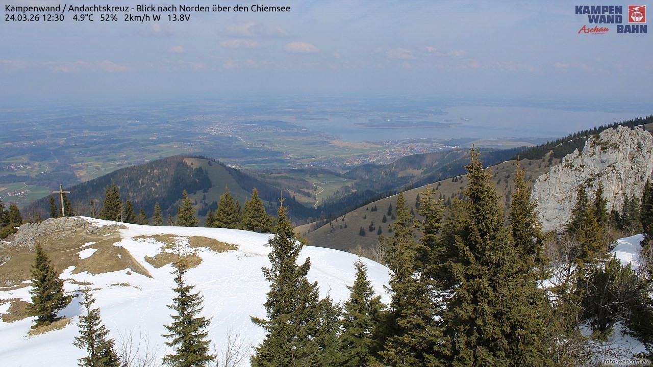 Archiv Foto Webcam Kampenwand - Blick nach Norden über den Chiemsee