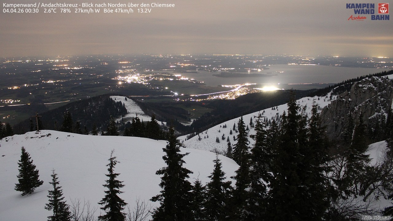 Archiv Foto Webcam Kampenwand - Blick nach Norden über den Chiemsee