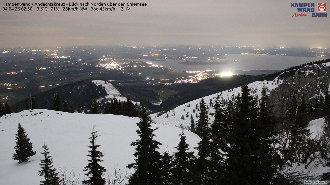 Archiv Foto Webcam Kampenwand - Blick nach Norden über den Chiemsee