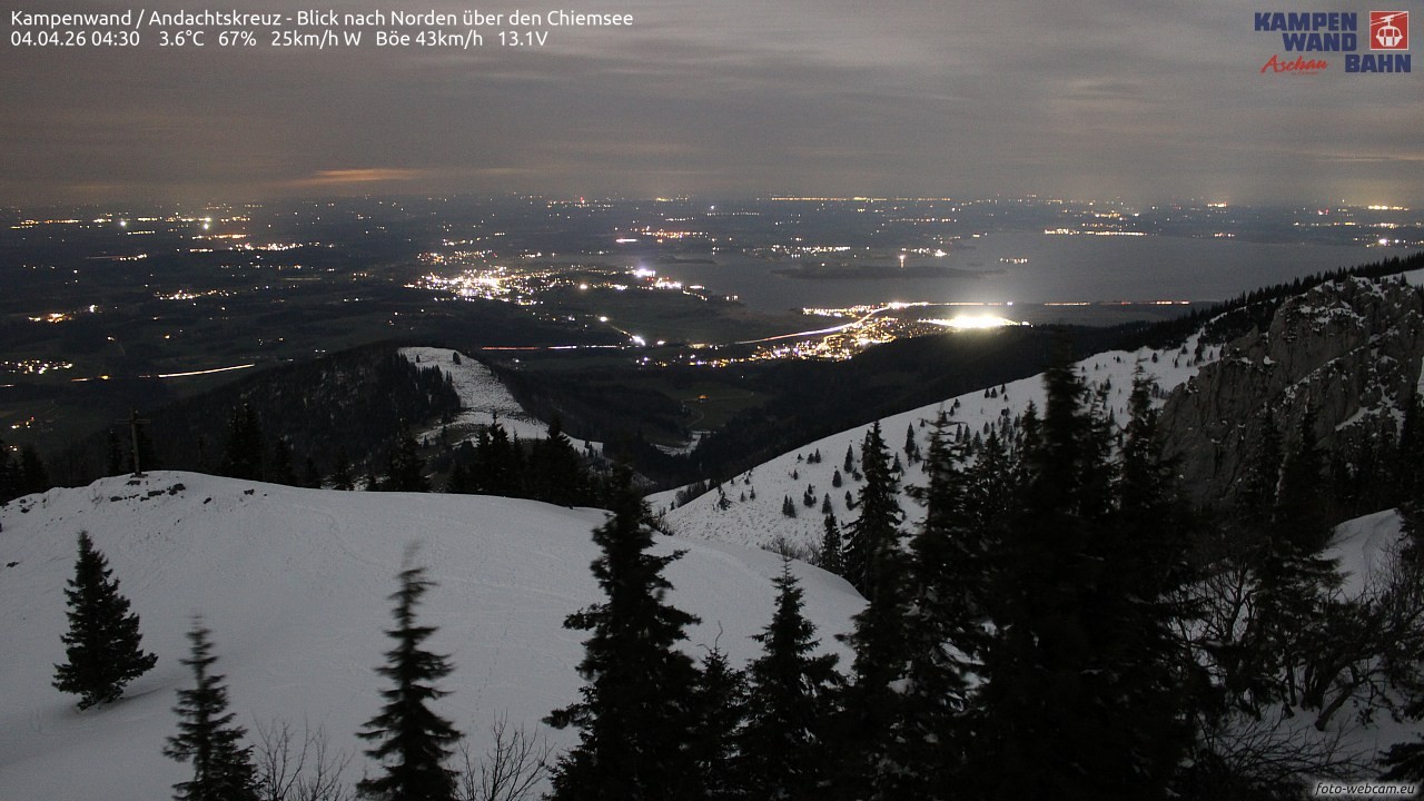 Archiv Foto Webcam Kampenwand - Blick nach Norden über den Chiemsee