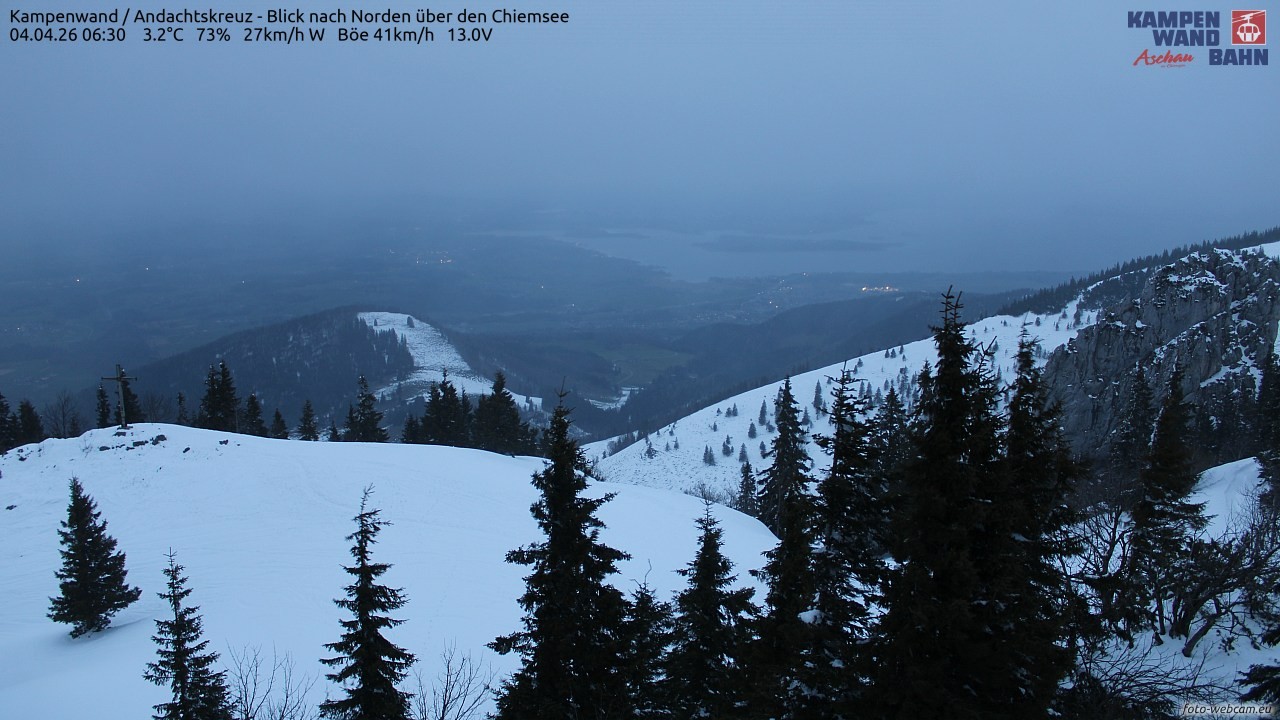Archiv Foto Webcam Kampenwand - Blick nach Norden über den Chiemsee