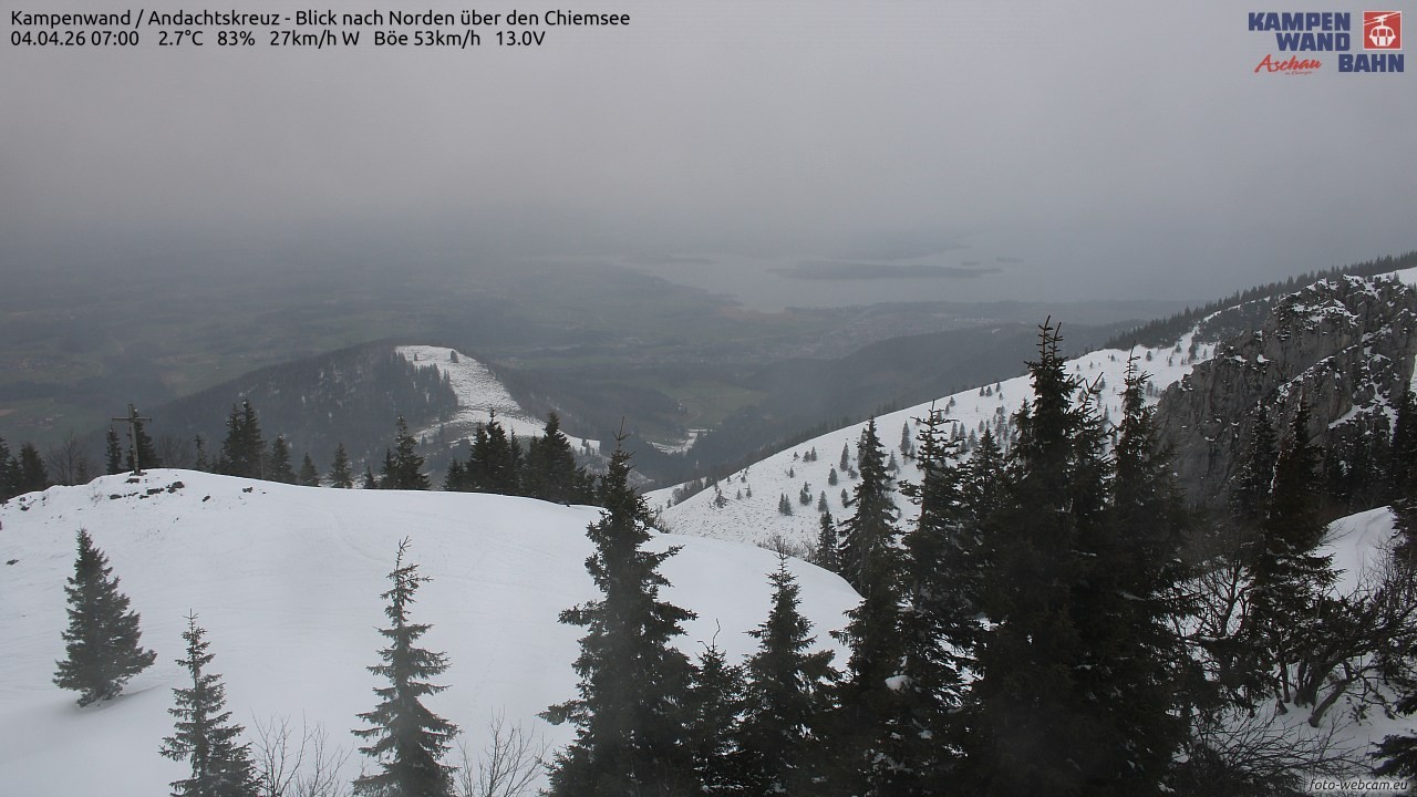 Archiv Foto Webcam Kampenwand - Blick nach Norden über den Chiemsee