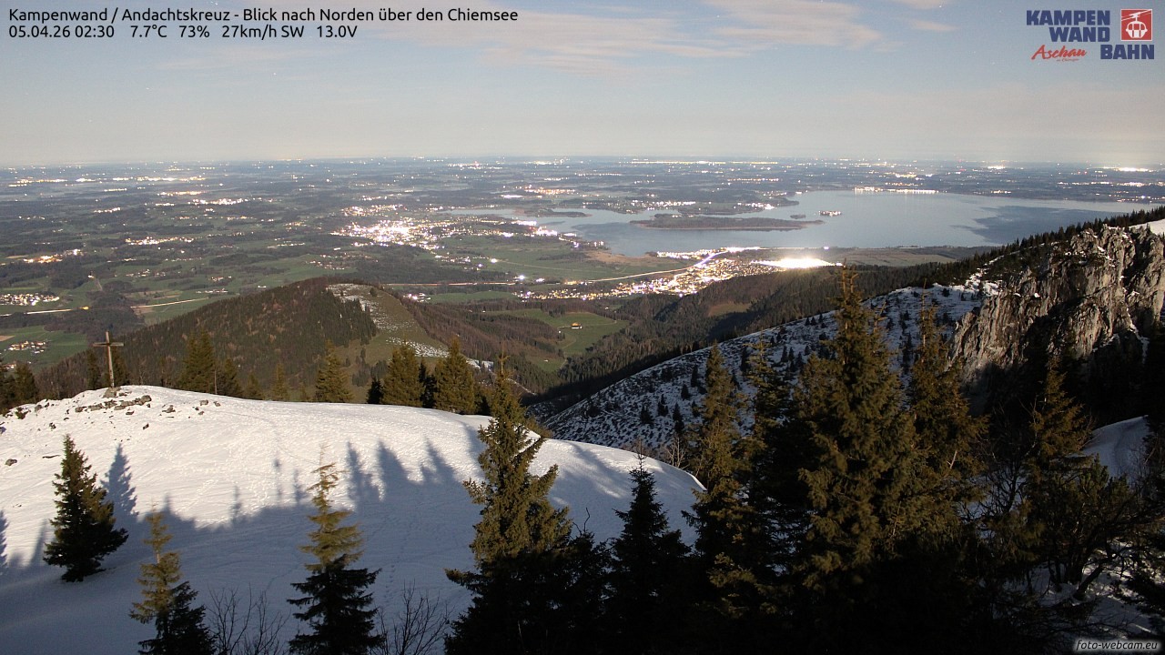 Archiv Foto Webcam Kampenwand - Blick nach Norden über den Chiemsee