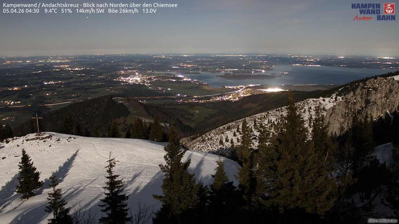 Archiv Foto Webcam Kampenwand - Blick nach Norden über den Chiemsee