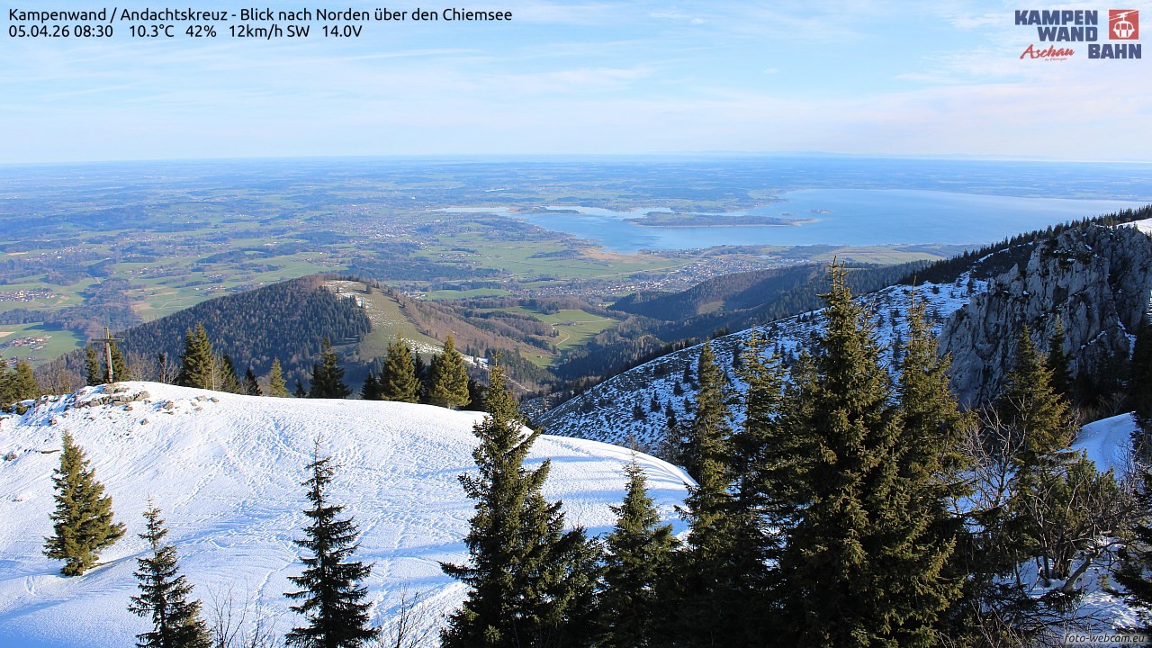 Archiv Foto Webcam Kampenwand - Blick nach Norden über den Chiemsee