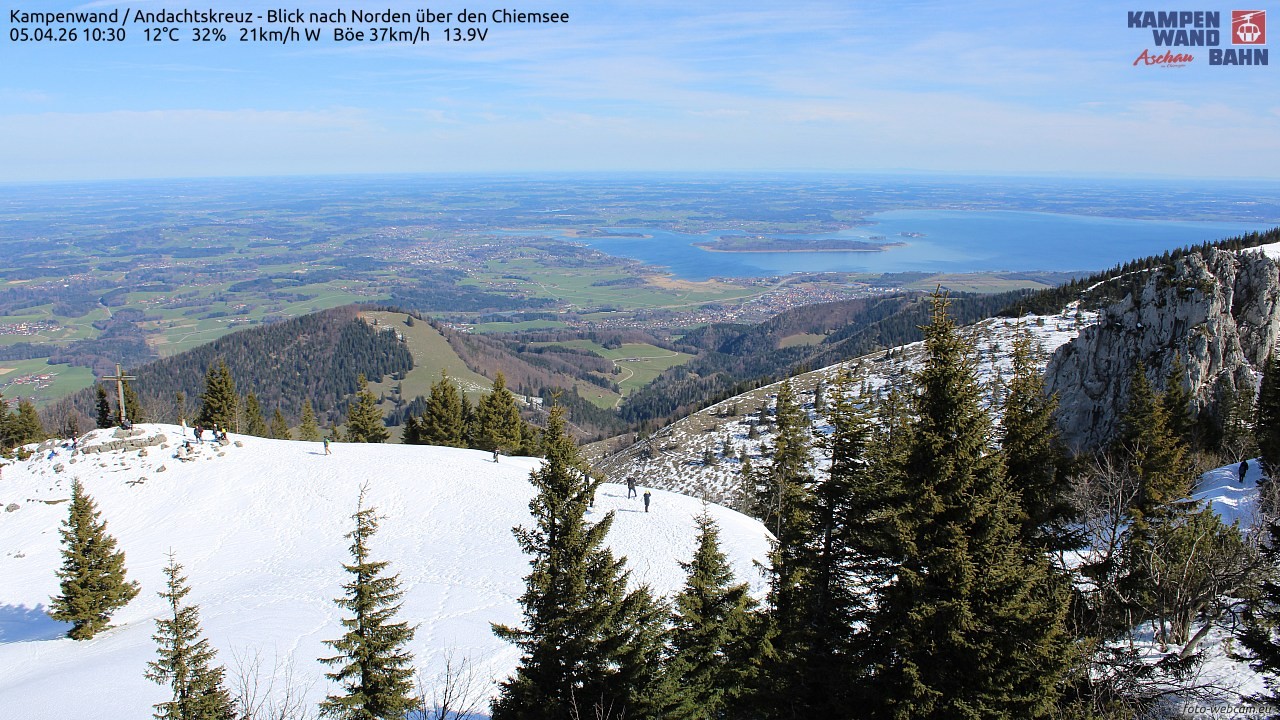Archiv Foto Webcam Kampenwand - Blick nach Norden über den Chiemsee