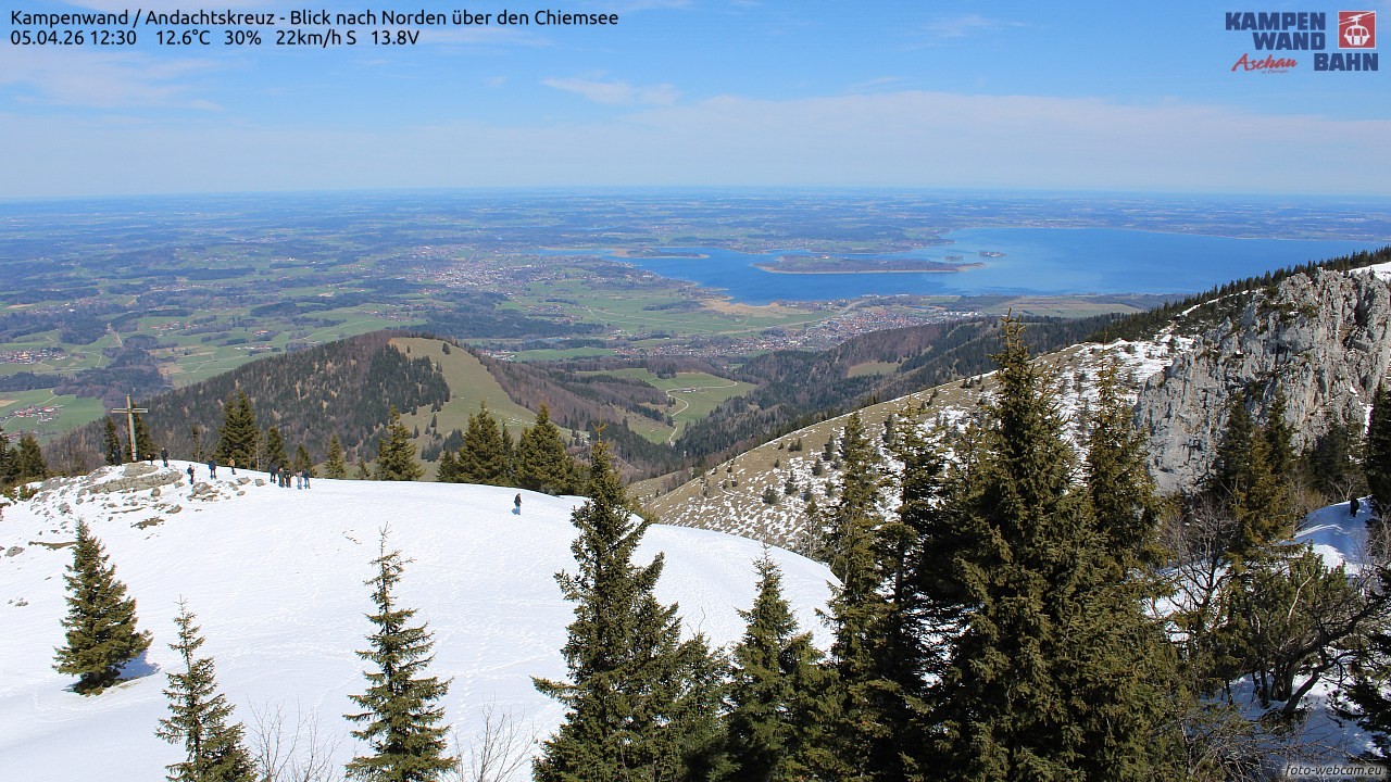 Archiv Foto Webcam Kampenwand - Blick nach Norden über den Chiemsee