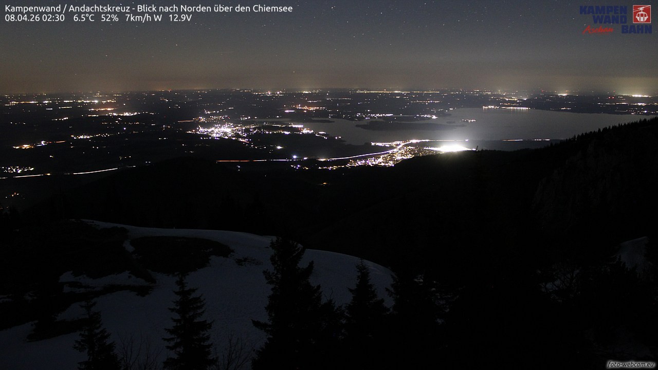 Archiv Foto Webcam Kampenwand - Blick nach Norden über den Chiemsee