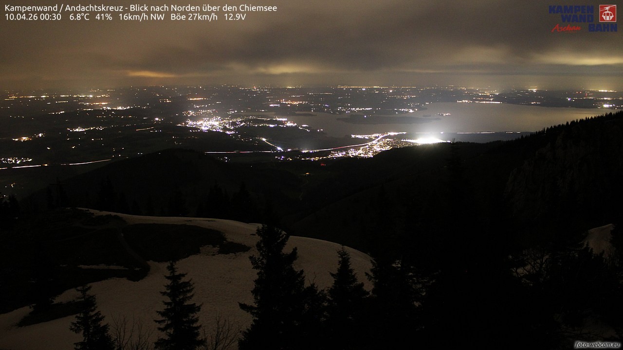 Archiv Foto Webcam Kampenwand - Blick nach Norden über den Chiemsee