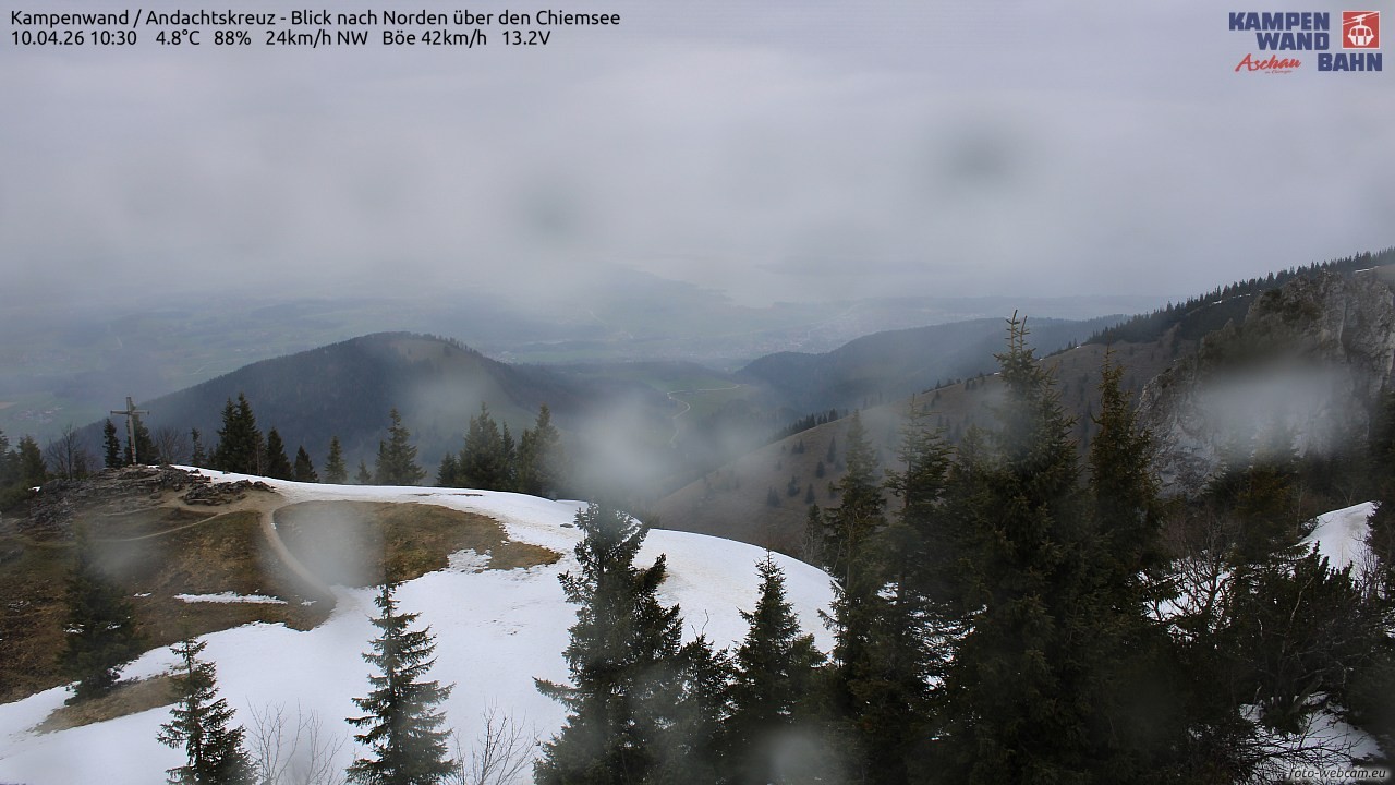 Archiv Foto Webcam Kampenwand - Blick nach Norden über den Chiemsee