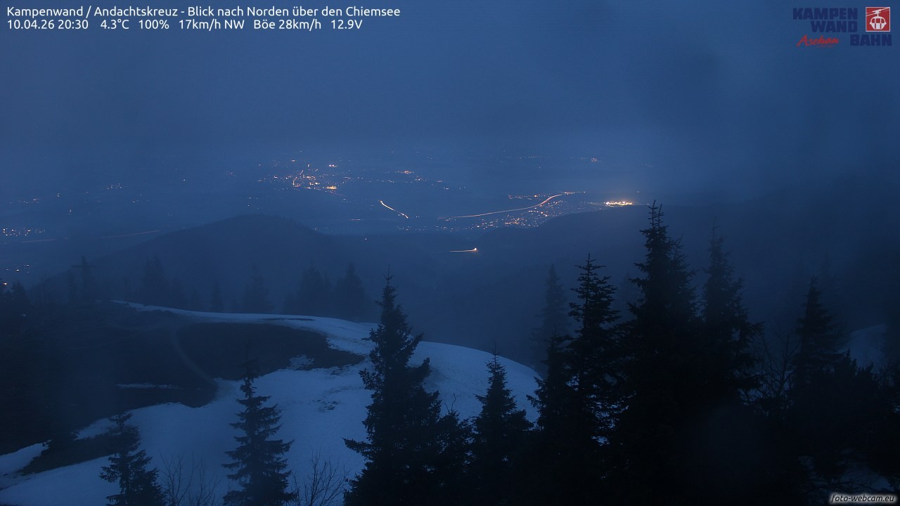 Archiv Foto Webcam Kampenwand - Blick nach Norden über den Chiemsee