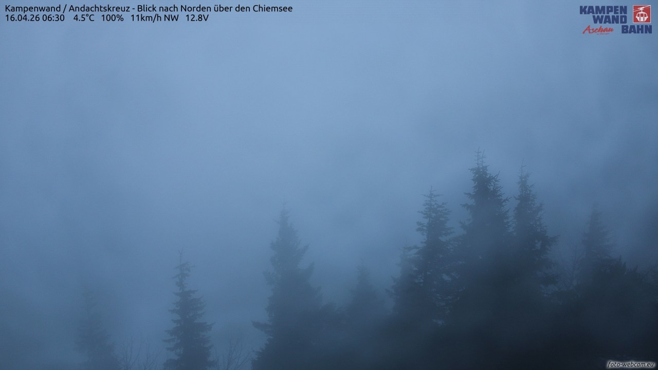 Archiv Foto Webcam Kampenwand - Blick nach Norden über den Chiemsee