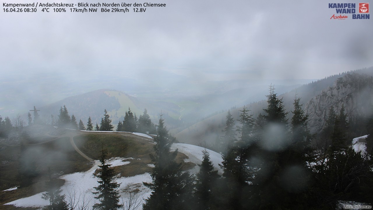 Archiv Foto Webcam Kampenwand - Blick nach Norden über den Chiemsee