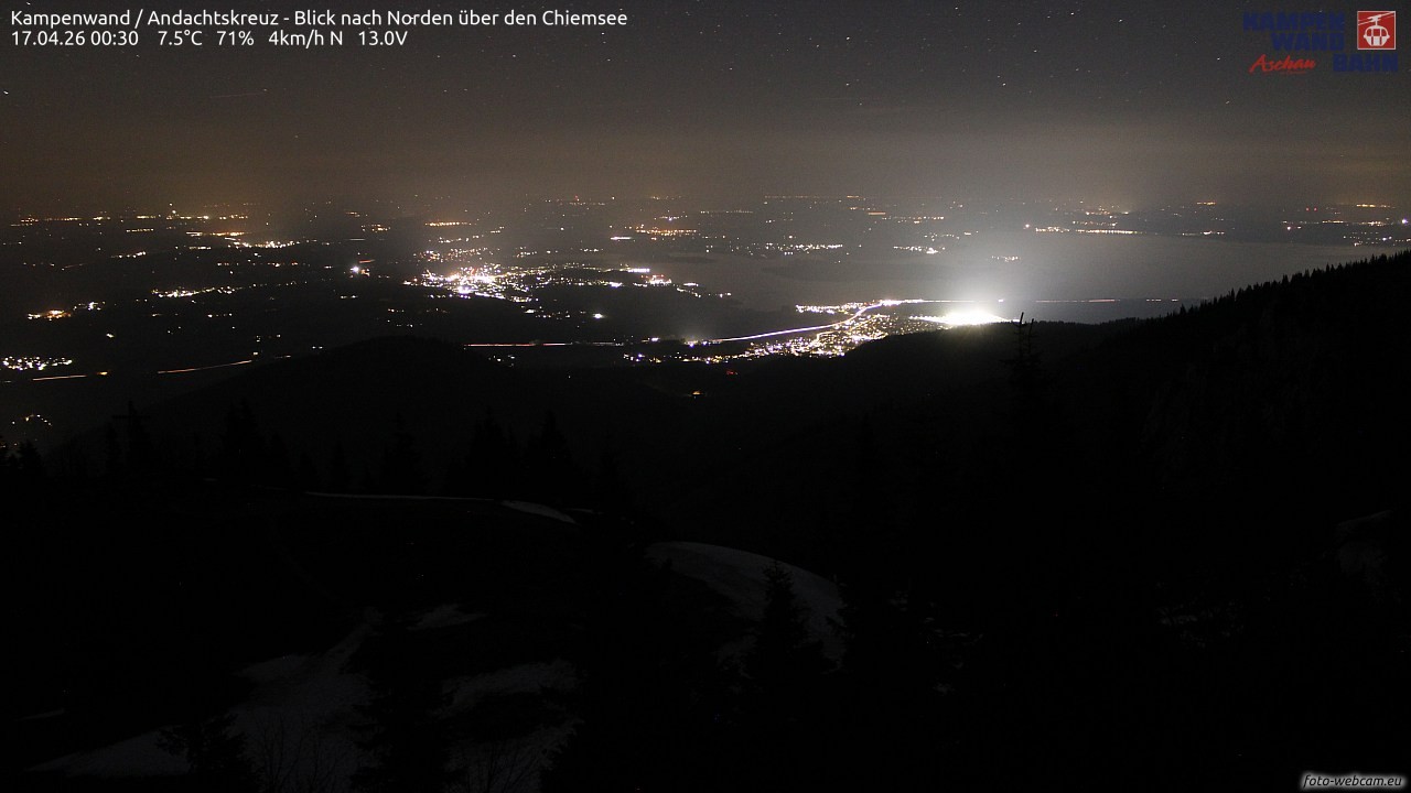 Archiv Foto Webcam Kampenwand - Blick nach Norden über den Chiemsee