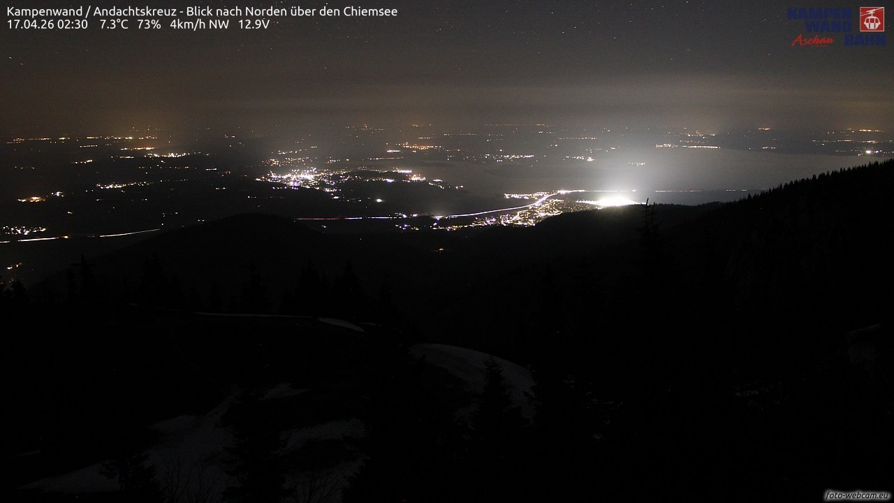 Archiv Foto Webcam Kampenwand - Blick nach Norden über den Chiemsee
