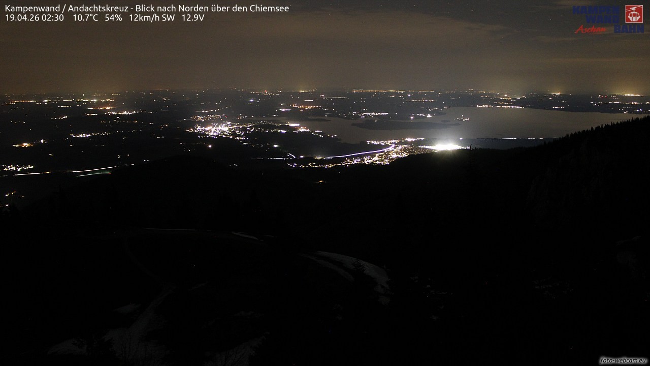 Archiv Foto Webcam Kampenwand - Blick nach Norden über den Chiemsee