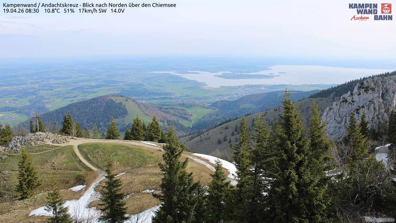 Archiv Foto Webcam Kampenwand - Blick nach Norden über den Chiemsee
