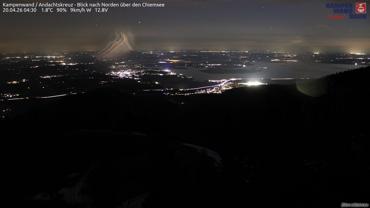 Archiv Foto Webcam Kampenwand - Blick nach Norden über den Chiemsee