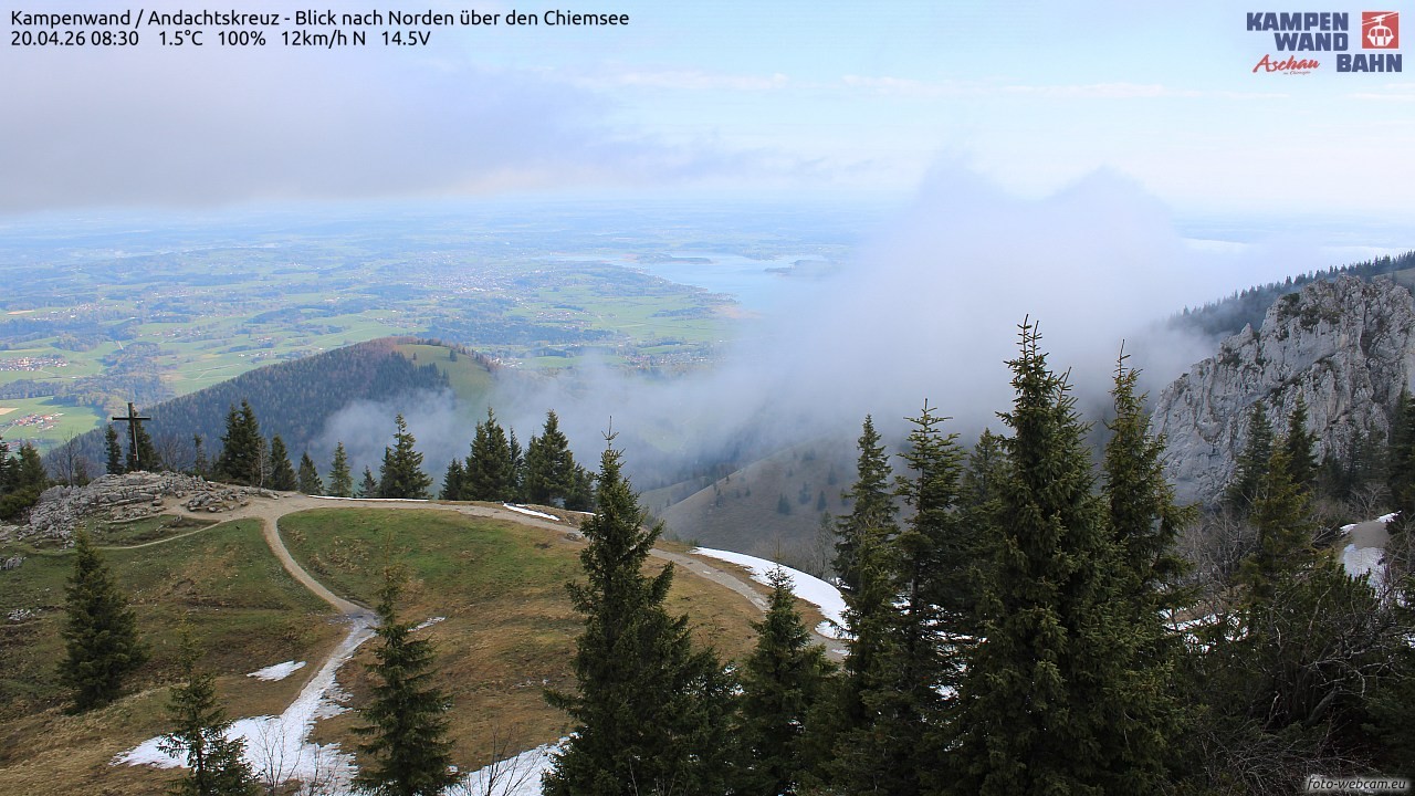 Archiv Foto Webcam Kampenwand - Blick nach Norden über den Chiemsee