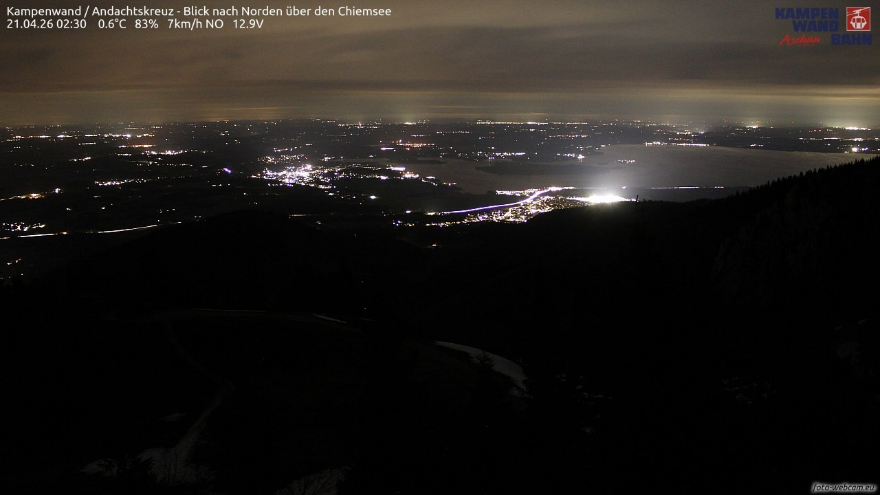 Archiv Foto Webcam Kampenwand - Blick nach Norden über den Chiemsee