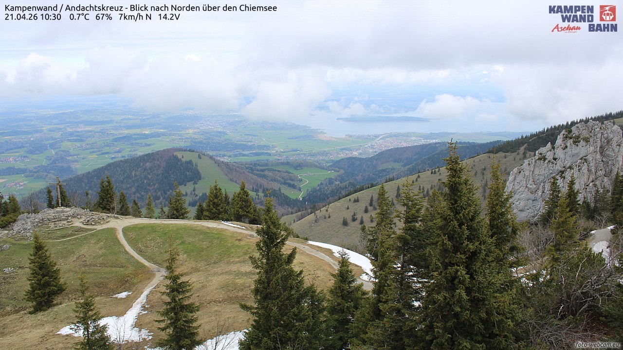 Archiv Foto Webcam Kampenwand - Blick nach Norden über den Chiemsee