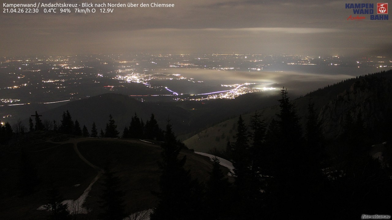 Archiv Foto Webcam Kampenwand - Blick nach Norden über den Chiemsee