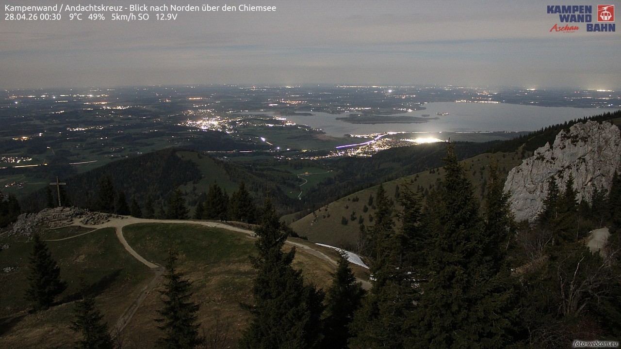 Archiv Foto Webcam Kampenwand - Blick nach Norden über den Chiemsee