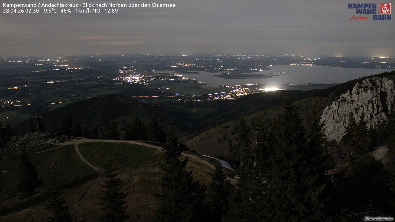 Archiv Foto Webcam Kampenwand - Blick nach Norden über den Chiemsee