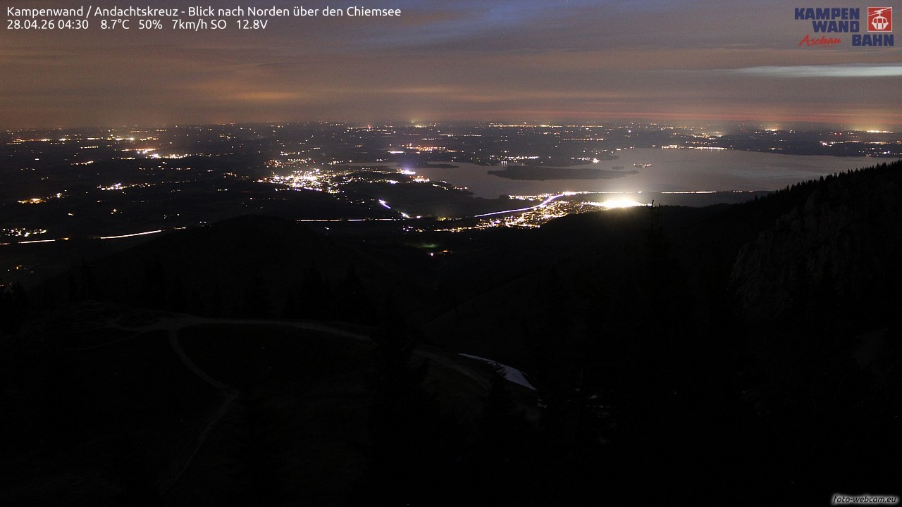 Archiv Foto Webcam Kampenwand - Blick nach Norden über den Chiemsee