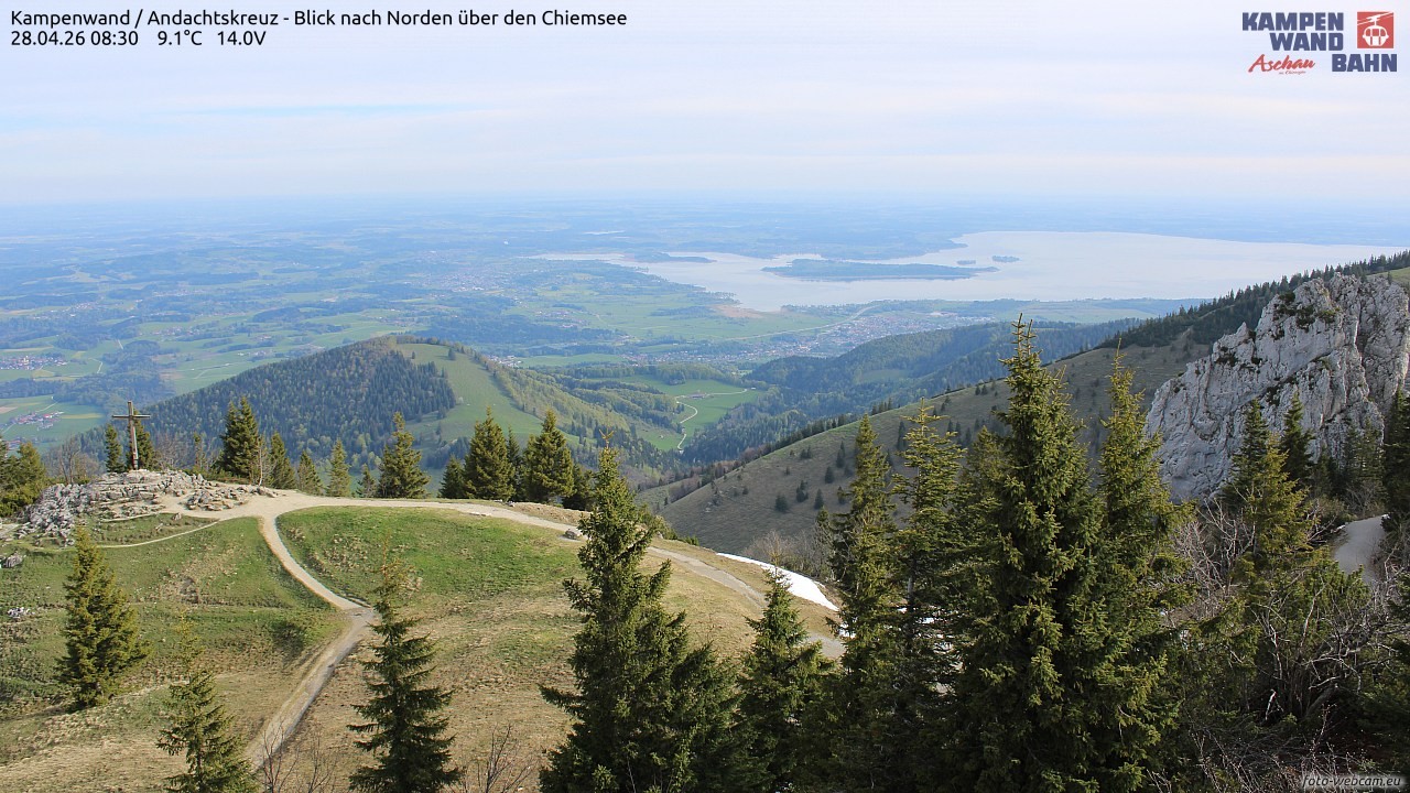 Archiv Foto Webcam Kampenwand - Blick nach Norden über den Chiemsee