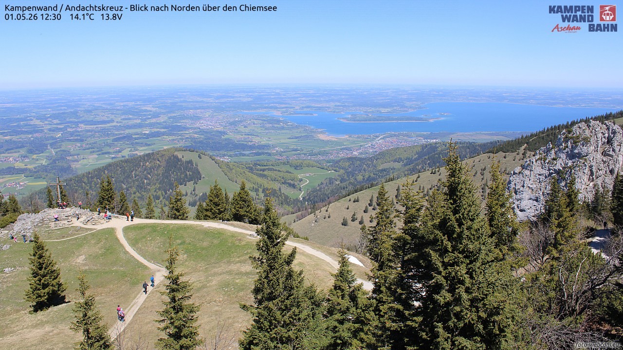 Archiv Foto Webcam Kampenwand - Blick nach Norden über den Chiemsee