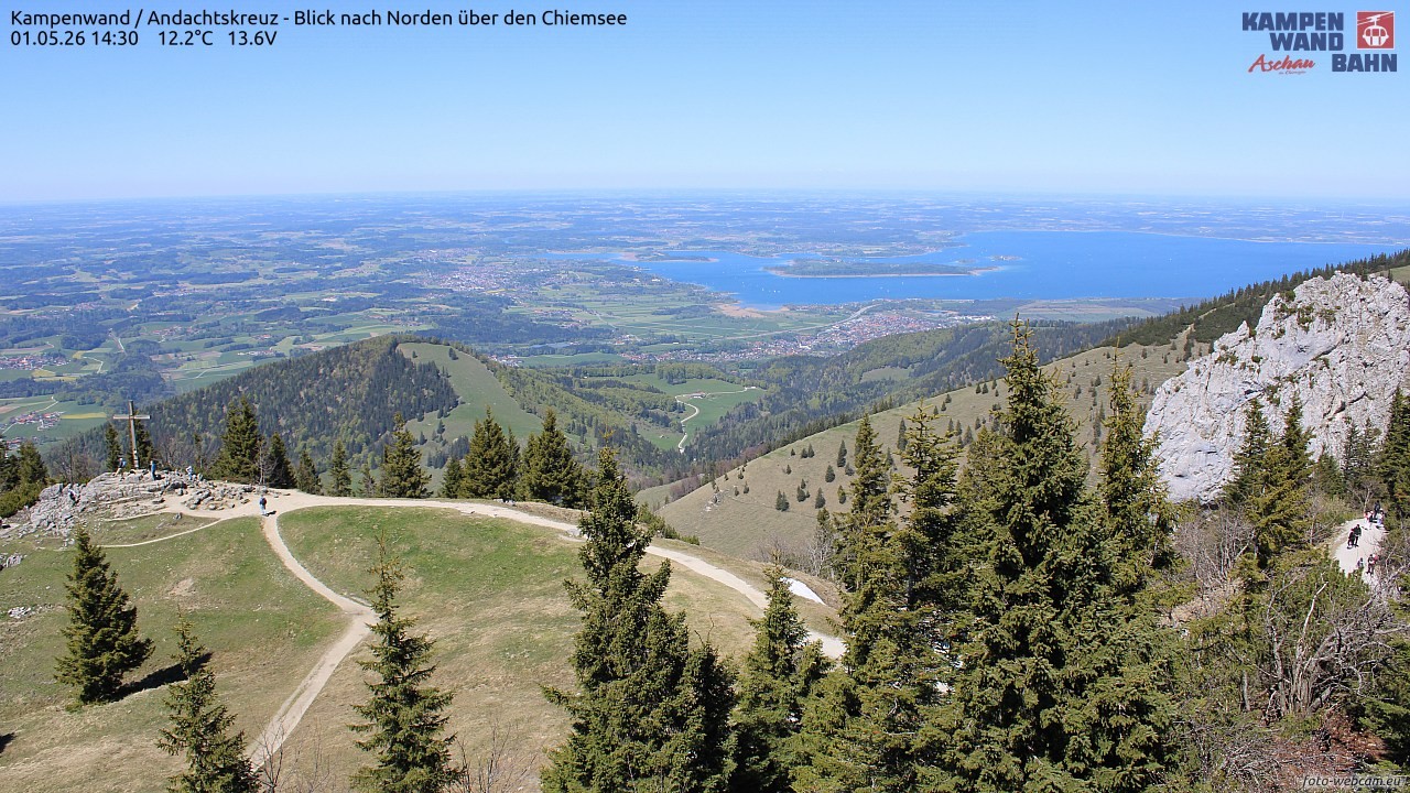 Archiv Foto Webcam Kampenwand - Blick nach Norden über den Chiemsee
