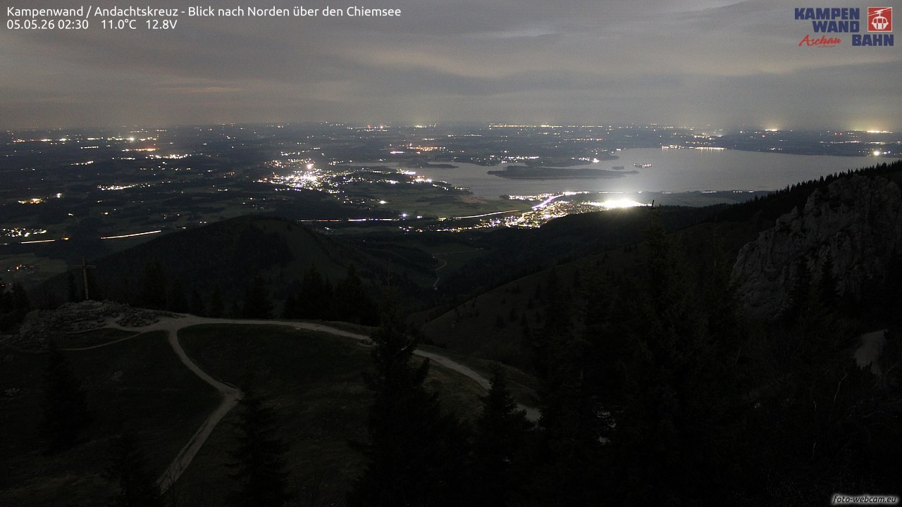 Archiv Foto Webcam Kampenwand - Blick nach Norden über den Chiemsee