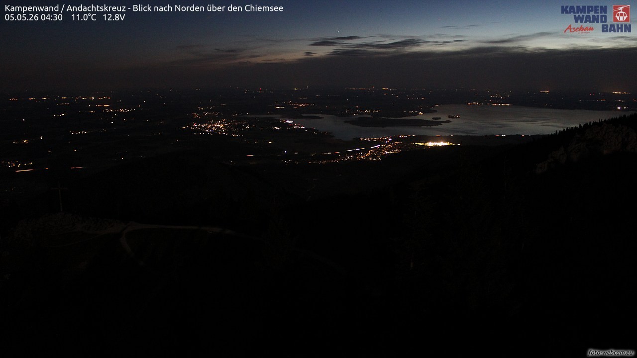 Archiv Foto Webcam Kampenwand - Blick nach Norden über den Chiemsee