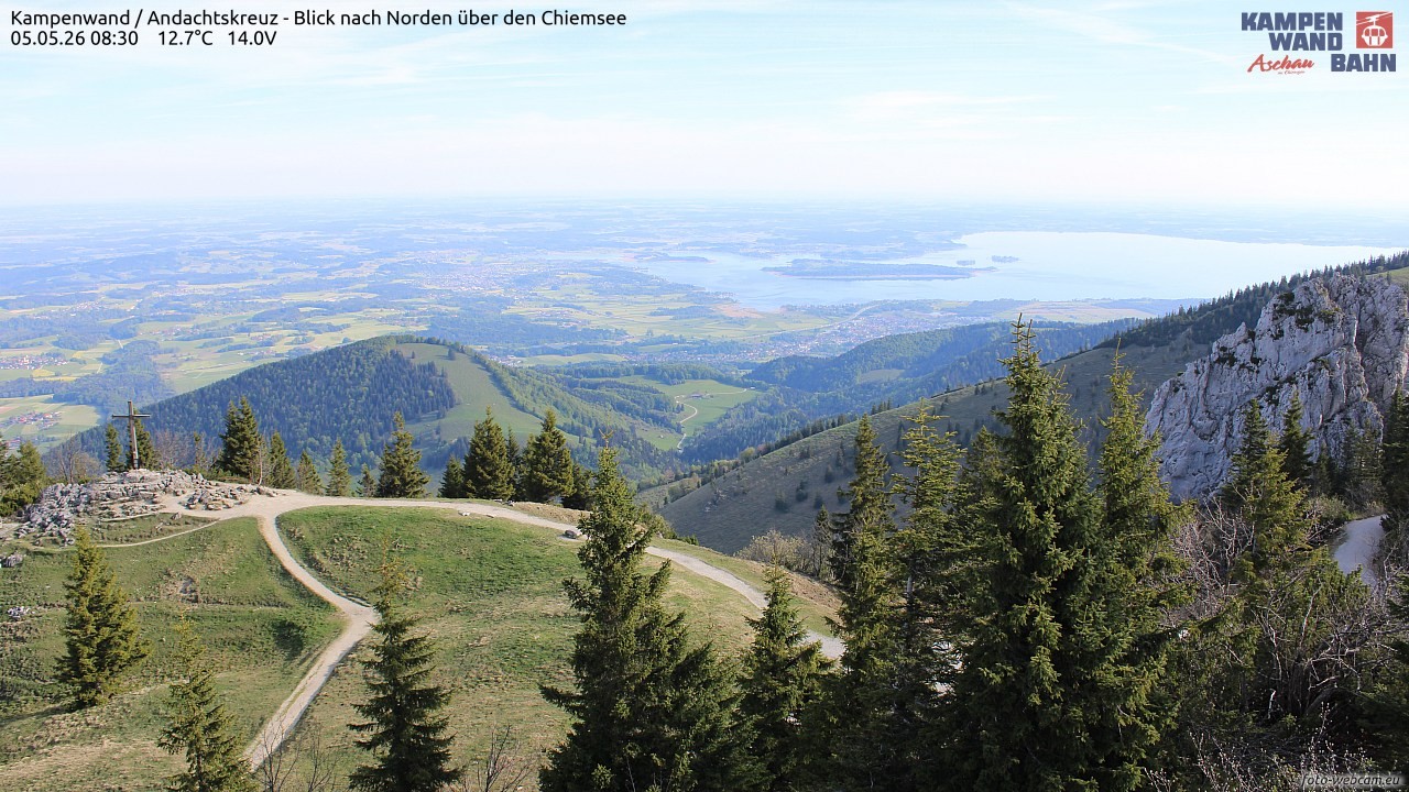 Archiv Foto Webcam Kampenwand - Blick nach Norden über den Chiemsee