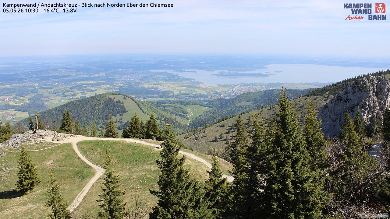 Archiv Foto Webcam Kampenwand - Blick nach Norden über den Chiemsee