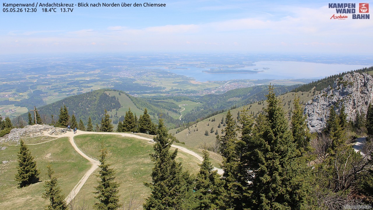 Archiv Foto Webcam Kampenwand - Blick nach Norden über den Chiemsee