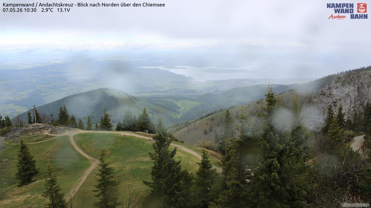 Archiv Foto Webcam Kampenwand - Blick nach Norden über den Chiemsee