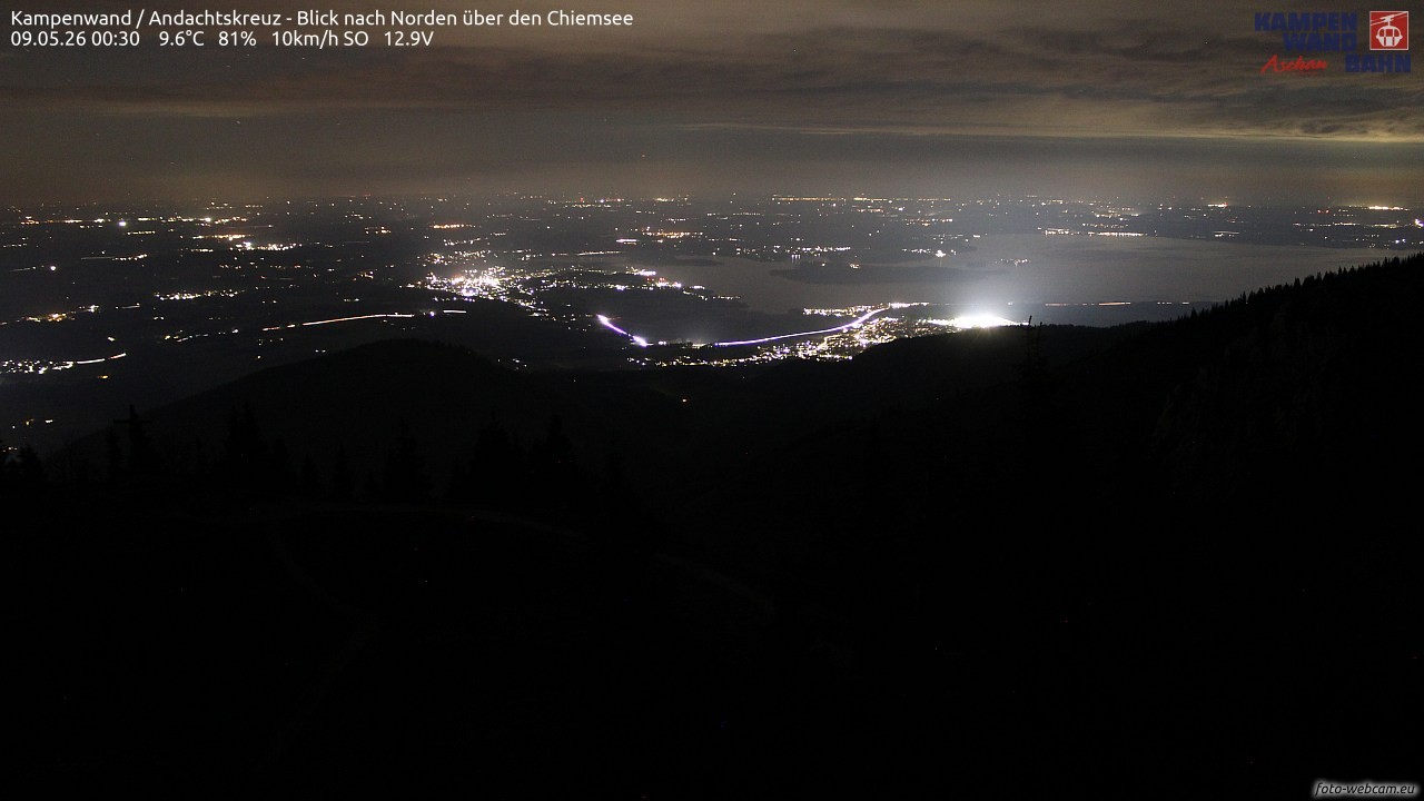 Archiv Foto Webcam Kampenwand - Blick nach Norden über den Chiemsee
