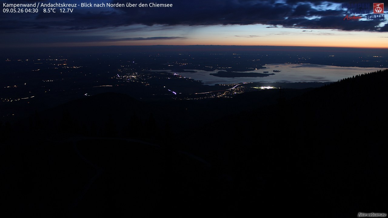 Archiv Foto Webcam Kampenwand - Blick nach Norden über den Chiemsee