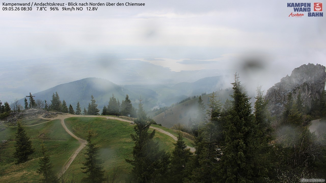 Archiv Foto Webcam Kampenwand - Blick nach Norden über den Chiemsee