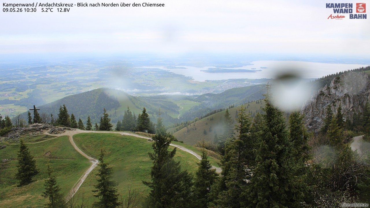 Archiv Foto Webcam Kampenwand - Blick nach Norden über den Chiemsee