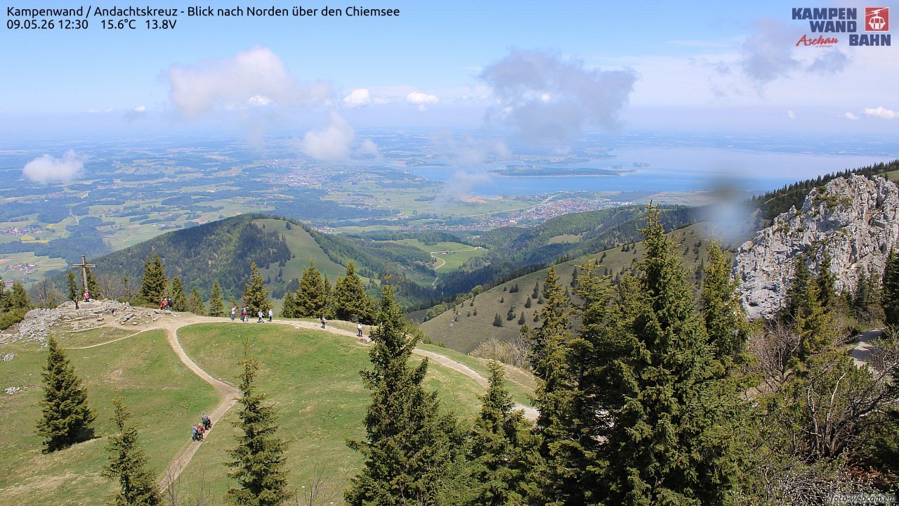 Archiv Foto Webcam Kampenwand - Blick nach Norden über den Chiemsee