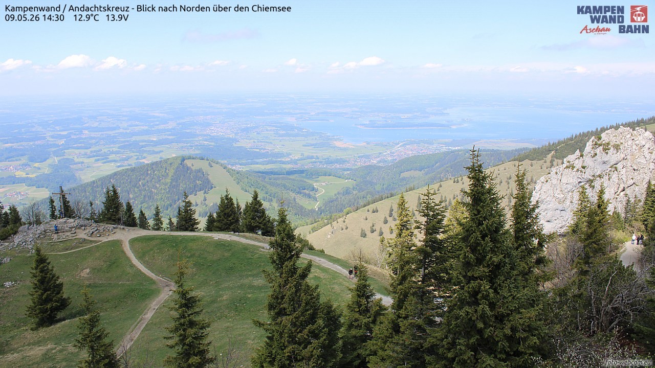 Archiv Foto Webcam Kampenwand - Blick nach Norden über den Chiemsee