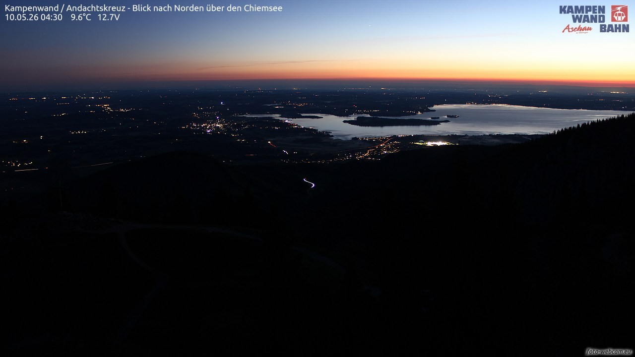 Archiv Foto Webcam Kampenwand - Blick nach Norden über den Chiemsee