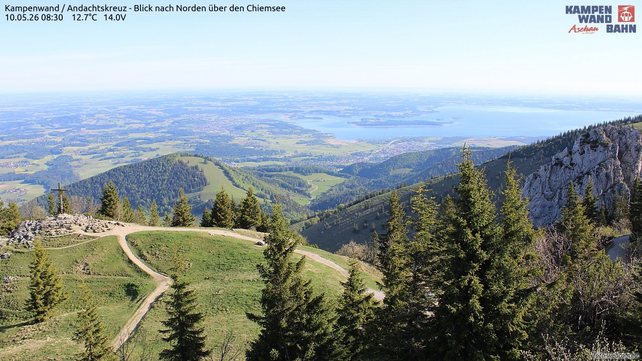 Archiv Foto Webcam Kampenwand - Blick nach Norden über den Chiemsee