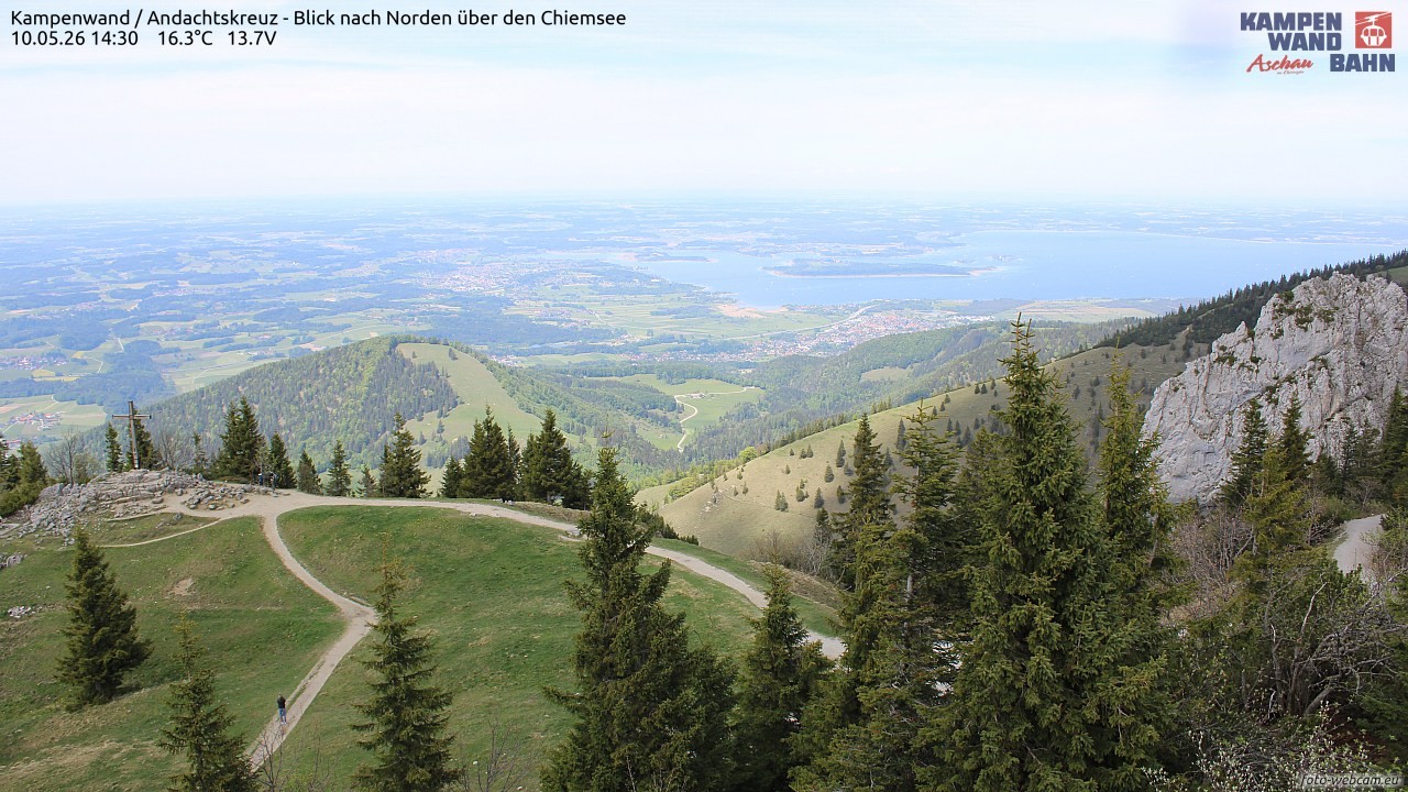 Archiv Foto Webcam Kampenwand - Blick nach Norden über den Chiemsee