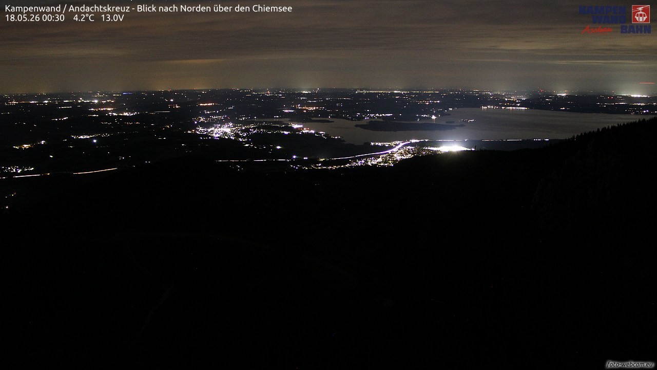 Archiv Foto Webcam Kampenwand - Blick nach Norden über den Chiemsee