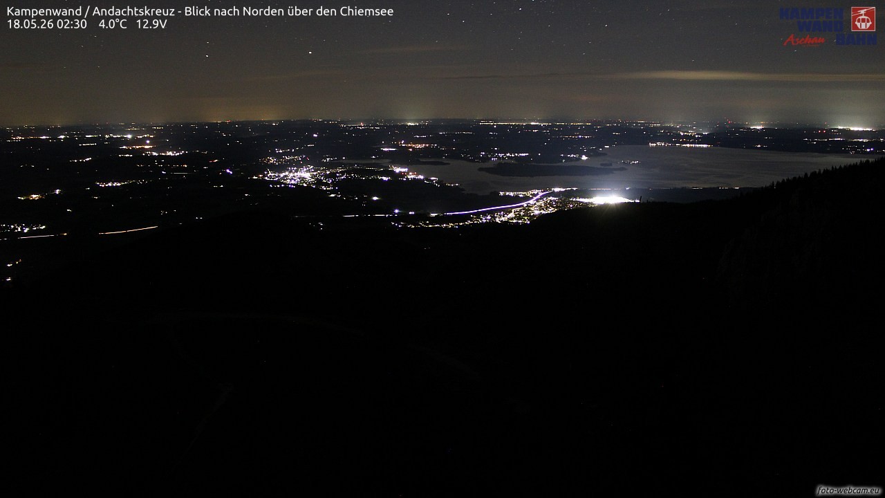 Archiv Foto Webcam Kampenwand - Blick nach Norden über den Chiemsee